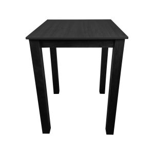 Super-Seat | The Parker Café Bar Standing Table | Zwarte sta-tafel van 80x80cm met houten blad en vier rechte poten, op witte achtergrond. | Horecameubilair