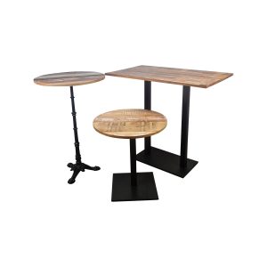 Super-Seat | The Colour the World Outlet Stand & Table Set of 3 incl. Base | Three wooden tables: black metal base, white finish. | Hospitality Furniture