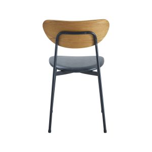 Super-Seat | Must Scandinavian design chairs | Black metal frame, wooden back, dark fabric upholstery, white background. | Hospitality Furniture