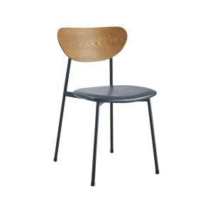 Super-Seat | Must Scandinavian design chairs | Chair with wooden backrest, dark upholstered seat and slim black metal legs. | Hospitality Furniture