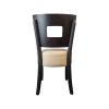 Super-Seat | The Lisa Curve Hospitality Chair | Dark wood frame, white upholstered seat, modern design with angled legs and backrest cut-out. | Horecameubilair