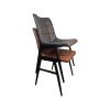 Super-Seat | Two modern Houston hospitality stacking chairs in black | Twee moderne stapelbare stoelen; zwart, houten poten, gestikt stoffen zitvlak en rugleuning. | Horecameubilair