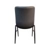 Super-Seat | The Houston hospitality stacking chair | Zwarte metalen stoel met donkergrijze stoffen rugleuning en zitting, vier schuine poten. | Horecameubilair