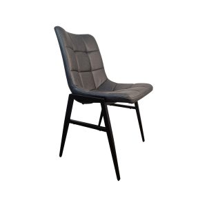Super-Seat | The Houston hospitality stacking chair | Grijze gestoffeerde zitting en rug, zwarte metalen poten, modern en stijlvol stapelbaar. | Horecameubilair