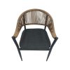 Super-Seat | The "Lion" Chair | Chair with natural wicker, dark upholstered seat, black legs; contemporary and elegant design. | Hospitality Furniture