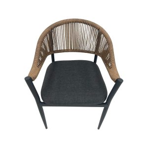 Super-Seat | The "Lion" Chair | Chair with natural wicker, dark upholstered seat, black legs; contemporary and elegant design. | Hospitality Furniture