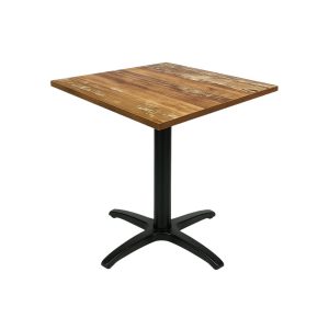 Super-Seat | The Horeca Tables Mango Wood 'World' Series 70x70cm | Vierkante tafel met verweerd mangohouten blad, zwart metalen 3-poot, industrieel design. | Horecameubilair
