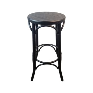 Super-Seat | Thonet Café Barstools | The Thonet café barstools combine a black metal frame with a dark wood round seat. | Hospitality Furniture