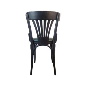 Super-Seat | The Thonet black wood chair | Black wood, green seat, elegant design with fan back on white background. | Hospitality Furniture