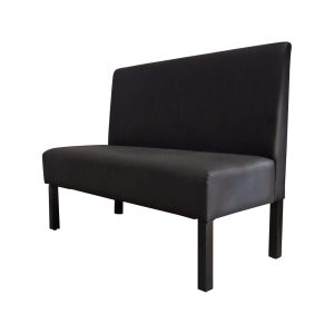 Super-Seat | The Lisa horeca eetbank bistro Zwart - 120cm | Zwarte houten eetbank met hoge rug en strakke lijnen, zitting en rug in zwart kunstleer, metalen poten. | Horecameubilair
