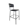 Super-Seat | Avion Black Bar Stools | Stoelen met zwarte bekleding, verticale stiksel, metalen frame en vierkante voetensteun. | Horecameubilair
