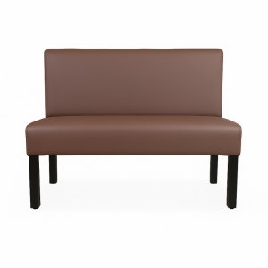 Super-Seat | The Lisa horeca eetbank bistro Donkerbruin - 120cm | Donkerbruine kunstleren eetbank, rechte rug, zwarte metalen poten, zonder armleuningen. | Horecameubilair