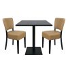 Super-Seat | The Hospitality Set Lisa taupe + Urban table black melamine 67x67cm | Black melamine table, square with leg; 2 taupe upholstered chairs with black legs. | Hospitality Furniture