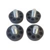 Super-Seat | Two pairs of leveling feet for table bases | Black metal knurled leveling feet with threads and round holes on a white background. | Hospitality Furniture