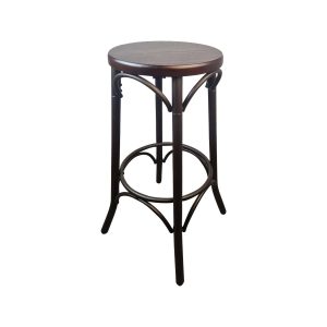 Super-Seat | The Thonet Café Barstools | Wooden round seat, metal curved legs with a circular footrest, brown and with contrast. | Hospitality Furniture