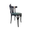 Super-Seat | Thonet black wood chair | Black wood, green seat, curved backrest with vertical bars, classic elegance. | Hospitality Furniture