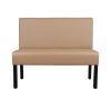 Super-Seat | The Lisa horeca eetbank bistro Taupe - 120cm | Tan upholstered bench, high back, black metal legs, fabric seating |. | Horecameubilair
