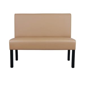 Super-Seat | The Lisa horeca eetbank bistro Taupe - 120cm | Tan upholstered bench, high back, black metal legs, fabric seating |. | Horecameubilair