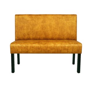 Super-Seat | The Lisa horeca eetbank bistro velours oker - 120cm | Okergeel velours, zwarte rechte poten van metaal; moderne eetbank in bistrostijl. | Horecameubilair