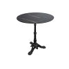 Super-Seat | The Hospitality tables melamine black marble round 67 cm | Zwarte melamine marmerlook tafel, lichte aders, ronde top, zwart metalen sierlijke poot. | Horecameubilair