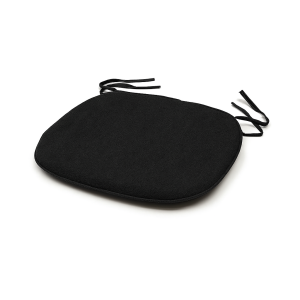 Super-Seat | Black, rectangular fabric cushion with rounded corners and fabric bows for attachment. | Hospitality Furniture