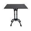 Super-Seat | A Hospitality table melamine black marble 67x67cm | Black marble look melamine top, decorative metal leg, plain white as background. | Hospitality Furniture
