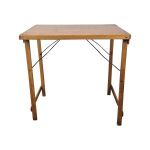 Super-Seat | The Vintage industrial folding monastery table (78x60cm) | Rechthoekig houten blad, zwarte metalen steunen, vier rechte poten, vintage bruin hout. | Horecameubilair
