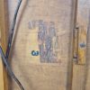Super-Seat | Vintage industrial folding monastery table (78x60cm) | Houten blad met verweerd label, zwarte cijfers, metalen kabels, noten houten rail |. | Horecameubilair