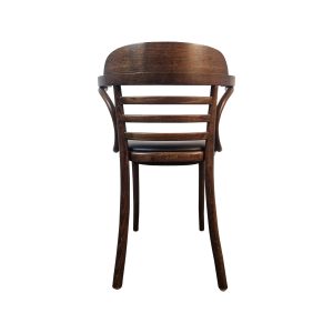 Super-Seat | The Tony Thonet Wooden Café Armchair | Donkerbruin/zwarte houten armstoel met gebogen rugleuning & horizontale latten. | Horecameubilair