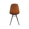 Super-Seat | Jimmi Bistro Chair in Cognac Leather | Cognac leer, gebogen rugleuning, zwarte metalen poten, moderne bistrostoel. | Horecameubilair