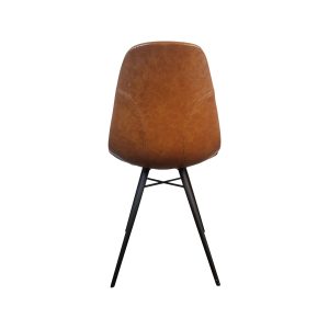 Super-Seat | Jimmi Bistro Chair in Cognac Leather | Cognac leer, gebogen rugleuning, zwarte metalen poten, moderne bistrostoel. | Horecameubilair