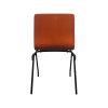 Super-Seat | A Car Katwijk Dutch stackable design chair | Bruin houten zitting, vlakke rugleuning, vier zwarte metalen poten |. | Horecameubilair