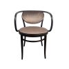 Super-Seat | The Michael Thonet 210 vintage bentwood armchair | Zwarte houten frame, groene stoffering, gebogen armleuningen, ronde rugleuning. | Horecameubilair