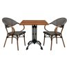 Super-Seat | The Horeca terras set | Grijze textileen stoelen met houten armen & zwart, vierkante teak Werzalit tafel op zwart onderstel. | Horecameubilair