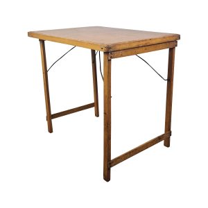 Super-Seat | The Vintage Industrial Folding Monastery Table | Bruin houten blad, metalen onderstel en poten, vintage industrieel design. | Horecameubilair
