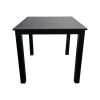 Super-Seat | The Empire hospitality table of 80x80cm | Black melamine top, four straight metal legs, minimalist and modern, photographed on white. | Hospitality Furniture