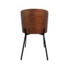 Super-Seat | A New York designer chair in wood with black leather and a curved back | Black leather back, wood seat & back with similar grain, black metal legs |. | Hospitality Furniture