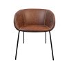 Super-Seat | The Portland designer armchairs cognac leather | Cognac leather armchair with similar stitching, round back and black metal legs. | Hospitality Furniture