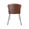 Super-Seat | The Portland designer armchairs cognac leather | Brown faux leather chair with curved seat & black metal legs, center stitching. | Hospitality Furniture