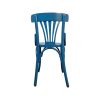 Super-Seat | A Sky Thonet vintage wooden fan-back chair in blue | Blauwe houten stoel met gebogen rugleuning en spijlen, vintage uitstraling. | Horecameubilair