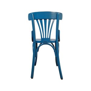 Super-Seat | The Sky Thonet vintage wooden fan chair | Blue wooden chair with slightly curved back and vertical slats, retro design. | Hospitality Furniture