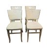 Super-Seat | Set of 4 Dotty Deco wooden bistro chairs | Ivory white wooden chairs with vintage look, geometric back, set of 4. | Hospitality Furniture
