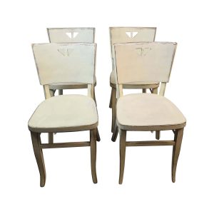 Super-Seat | Set of 4 Dotty Deco wooden bistro chairs | Ivory white wooden chairs with vintage look, geometric back, set of 4. | Hospitality Furniture