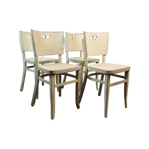 Super-Seat |Four Dotty Deco wooden bistro chairs in ivory white|Ivy white wooden chairs with carved back, elegant and slightly shiny. | Hospitality Furniture