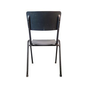 Super-Seat | Black Metal Chair | Zwarte metalen stoel met platte zitting, dichte rugleuning en vier rechte poten. Simpel & robuust. | Horecameubilair
