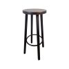 Super-Seat | Wooden bar stool with round seat, four straight legs and metal footrest. | Hospitality Furniture