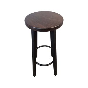 Super-Seat | The Pub industrial vintage pub bar stools | Dark brown wooden seat, three black metal legs, metal footrest. | Hospitality Furniture