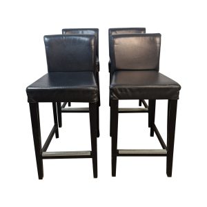 Super-Seat | A set of 4 Lisa island bar stools vintage black | Black leather bar stools with metal footrest, straight legs and visible seams. | Hospitality Furniture
