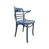 Super-Seat | The Denim Thonet vintage wooden armchair | Lichtblauw hout, ladder rugleuning, gebogen armleuningen en poten, massieve zitting. | Horecameubilair