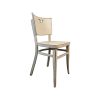 Super-Seat | The Dotty Deco vintage wooden bistro chairs white vintage wooden bistro chair with light finish, triangle cutout, straight legs, lightly weathered. | Hospitality Furniture
